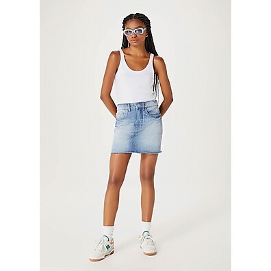 Saia Jeans Cintura Alta Barra A Fio Hering: Estilo e Conforto