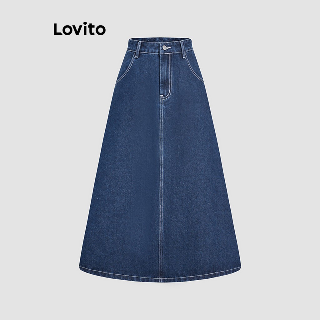 Saia Jeans Guingão Lovito: Estilo Casual e Frescor!