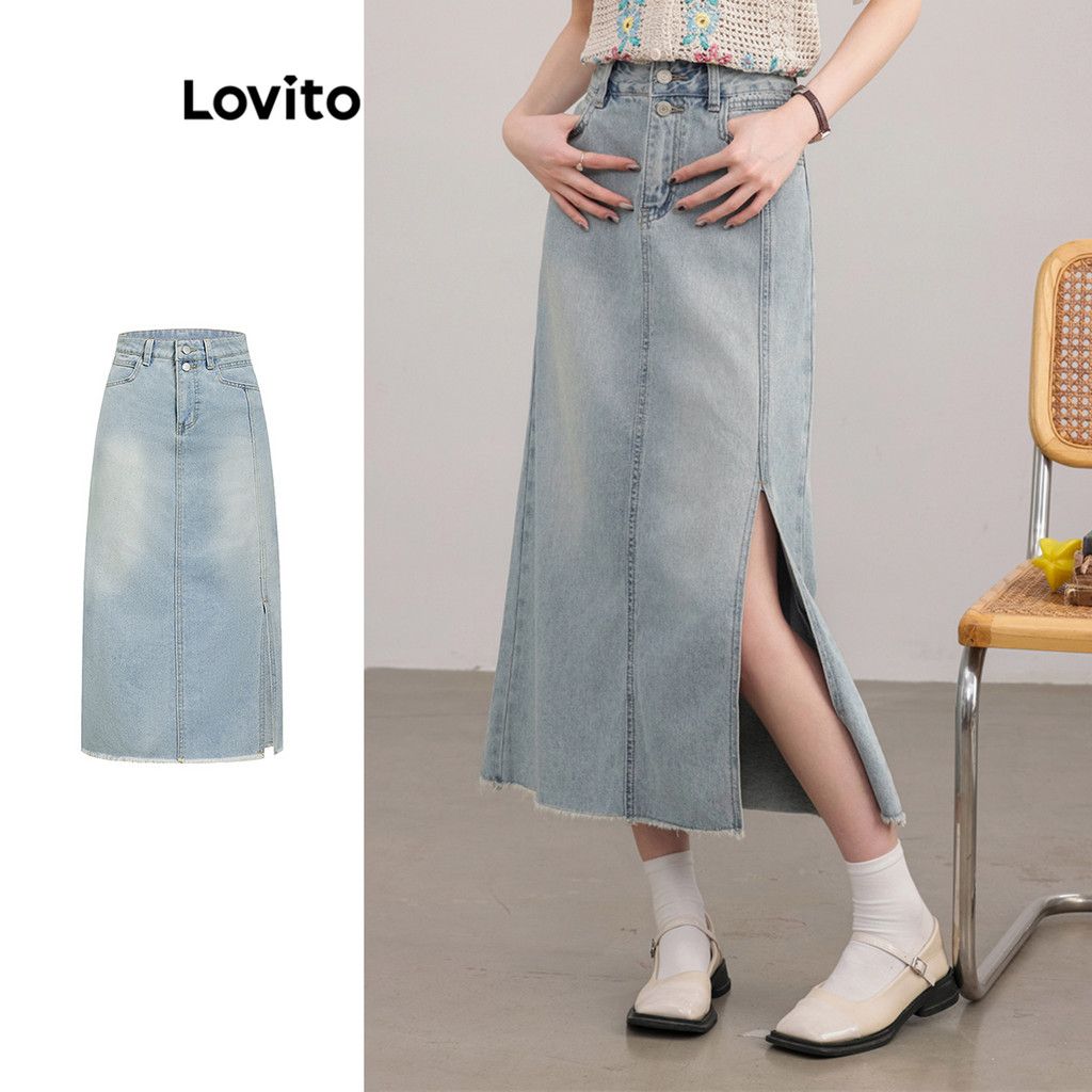 Saia Jeans Lovito: Estilo Casual com Fenda!
