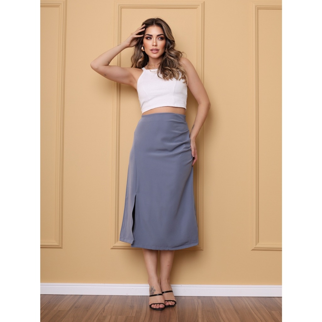 Saia Midi Alfaiataria: Elegância e Conforto