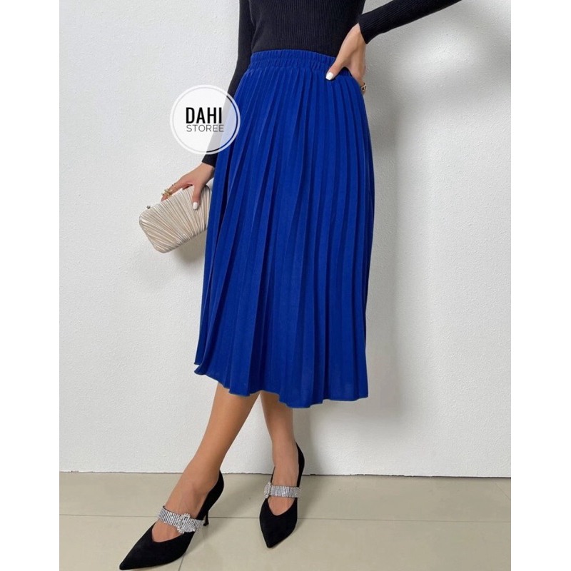 Saia Midi Plissada Feminina Duna Crepe – Moda Evangélica Confortável