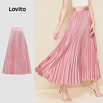 saia-plissada-rosa-lovito-elegancia-e-conforto
