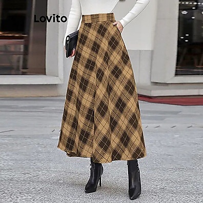 Saia Xadrez Lovito: Estilo Casual para o Inverno