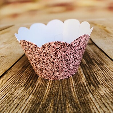 Saias Glitter Rosa para Cupcake: Kit com 12!