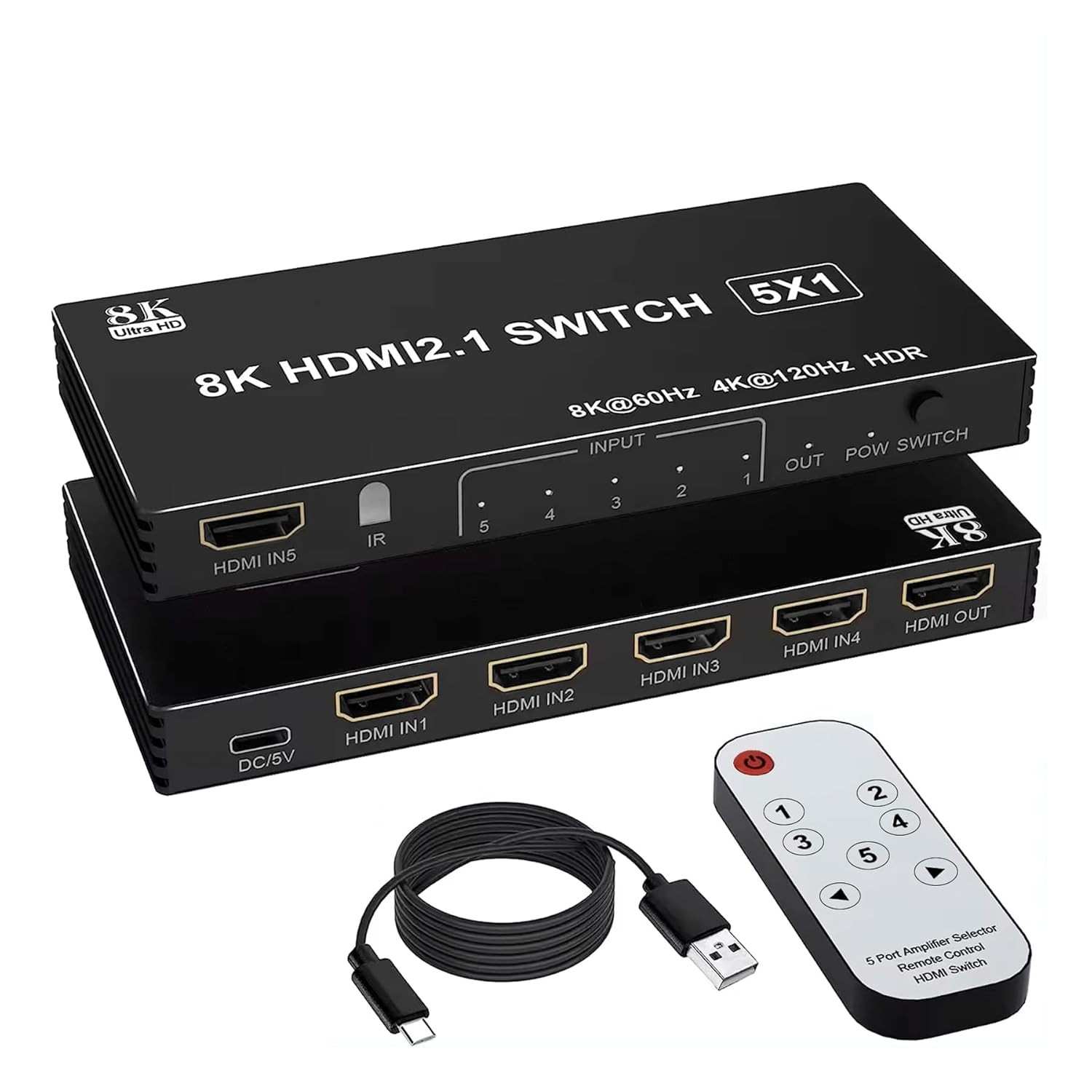 Switch HDMI 2.1 8K Premium: 5 Entradas / 1 Saída - Imersão Total 4K@120Hz e 8K@60Hz