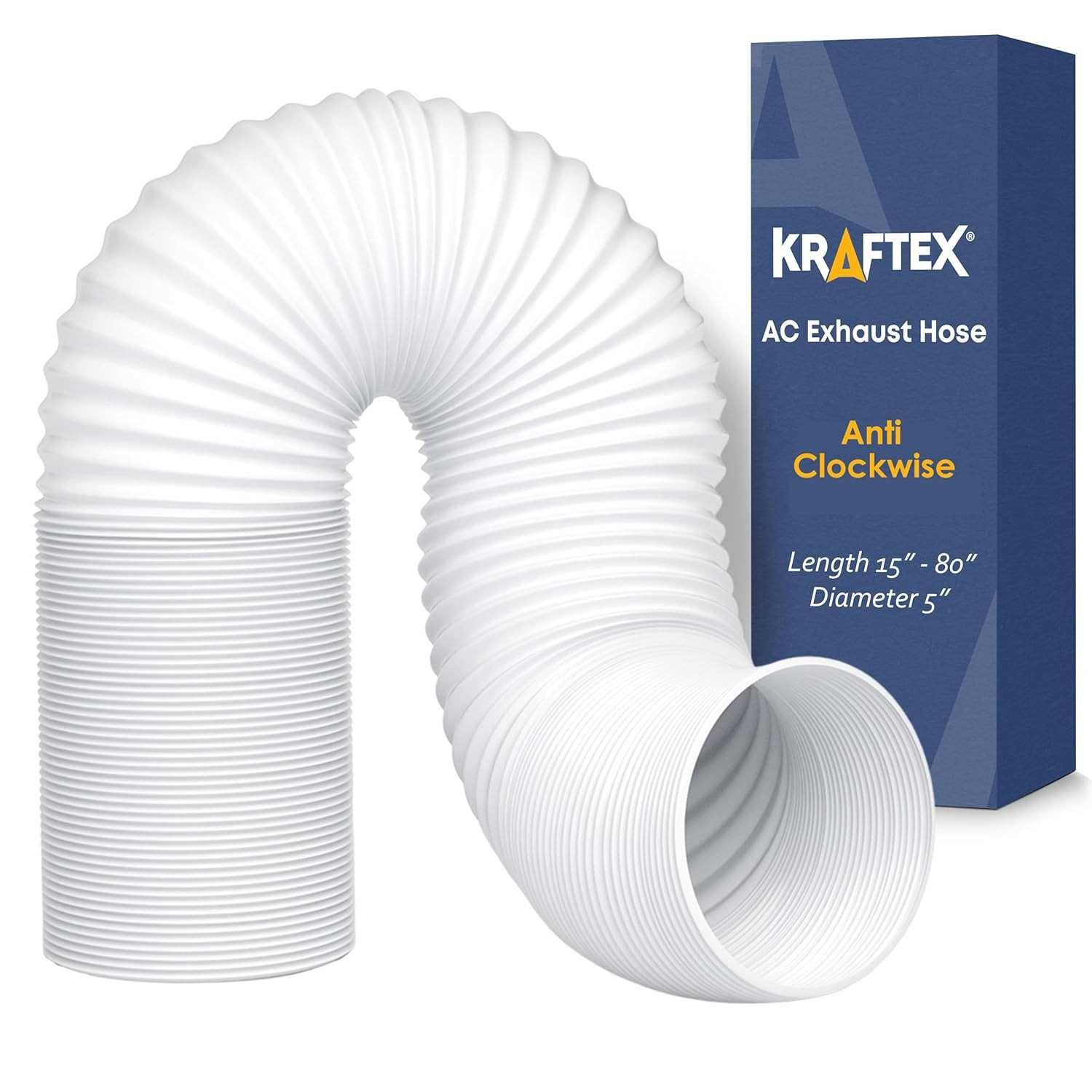 Mangueira de ar condicionado saída de exaustão portátil, rosca anti-horário com 12,7 cm de diâmetro e comprimento de até 203 cm. Compatível com LG, Delonghi e outros condicionadores de ar portáteis para economizar energia