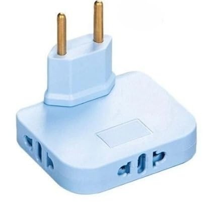 Adaptador Tomada Universal Dobrável Articulado Flex 3 Saídas 16A - Azul (Kit 3 Peças)