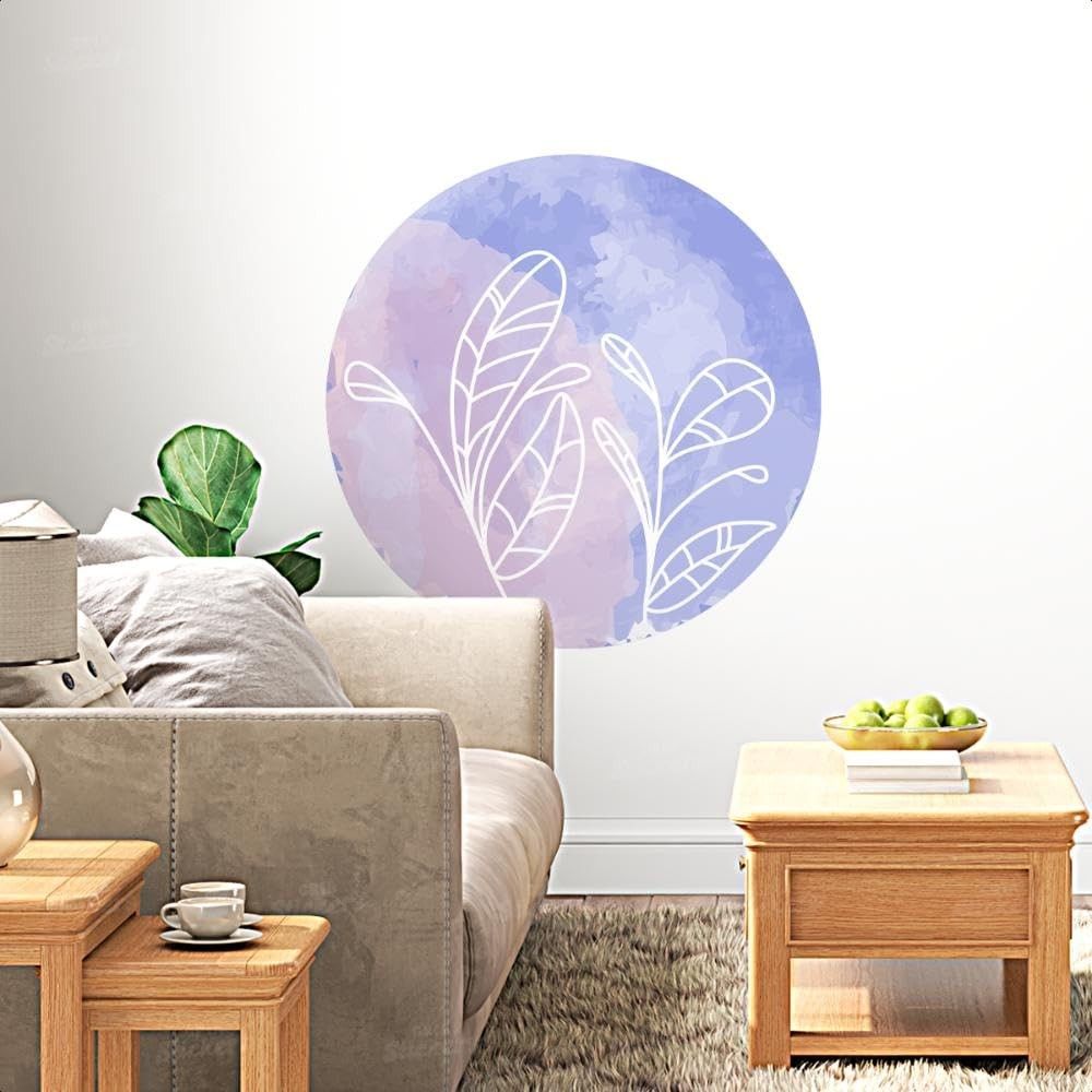 Adesivo de Parede Círculo Floral em Aquarela 1m - Decoração Moderna para Sala e Quarto
