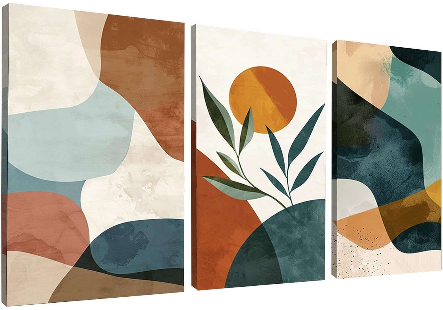 Kit 3 Quadros Decorativos Canvas 40x50 cm - Estilo Abstrato Moderno para Sala, Quarto e Corredor