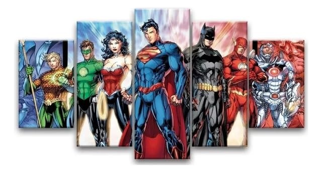 Quadros Decorativos Liga da Justiça - Batman & Superman - Arte Moderna para Sala