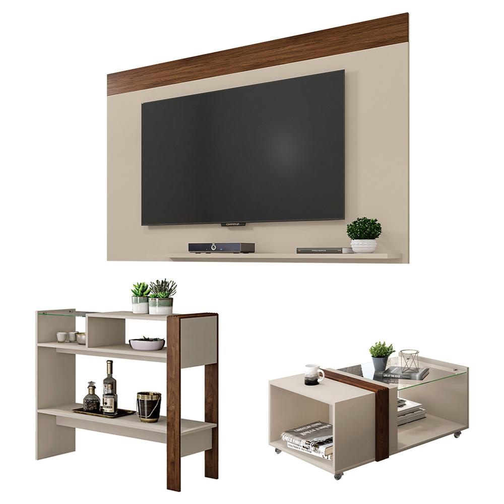 Sala de Estar Completa: Painel, Mesa e Aparador