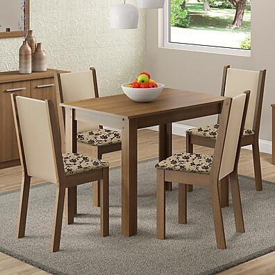 Sala de Jantar Cíntia Madesa: 4 Cadeiras + Mesa