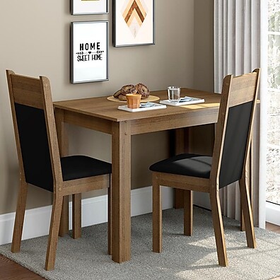 Sala de Jantar Compacta Madesa Lola: Mesa + 2 Cadeiras