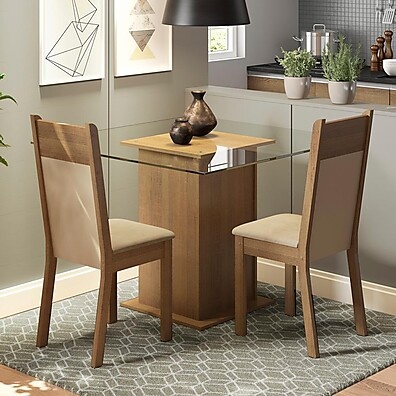 Sala de Jantar Compacta Madesa Moni: Vidro e Elegância