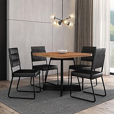 Sala de Jantar Completa: 4 Cadeiras + Mesa Nogal