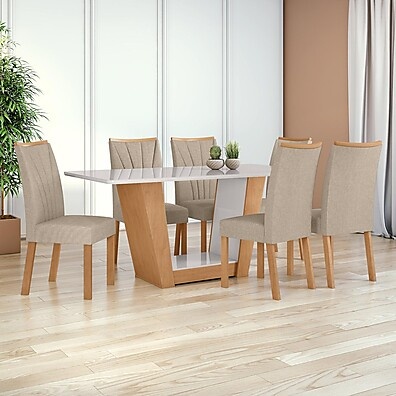 Sala de Jantar Completa: Mesa + 6 Cadeiras Apogeu