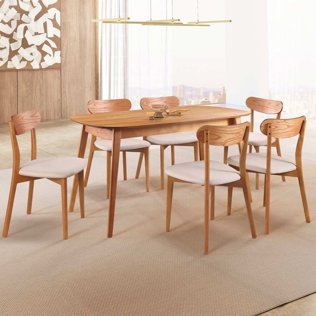 Sala de Jantar Completa: Mesa + 6 Cadeiras Ceci