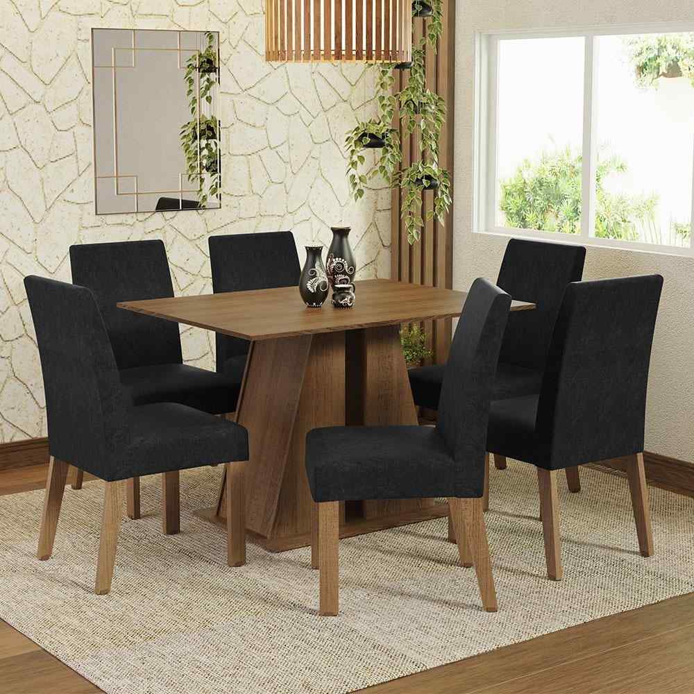 Sala de Jantar Completa: Mesa + 6 Cadeiras Madesa Cheryl