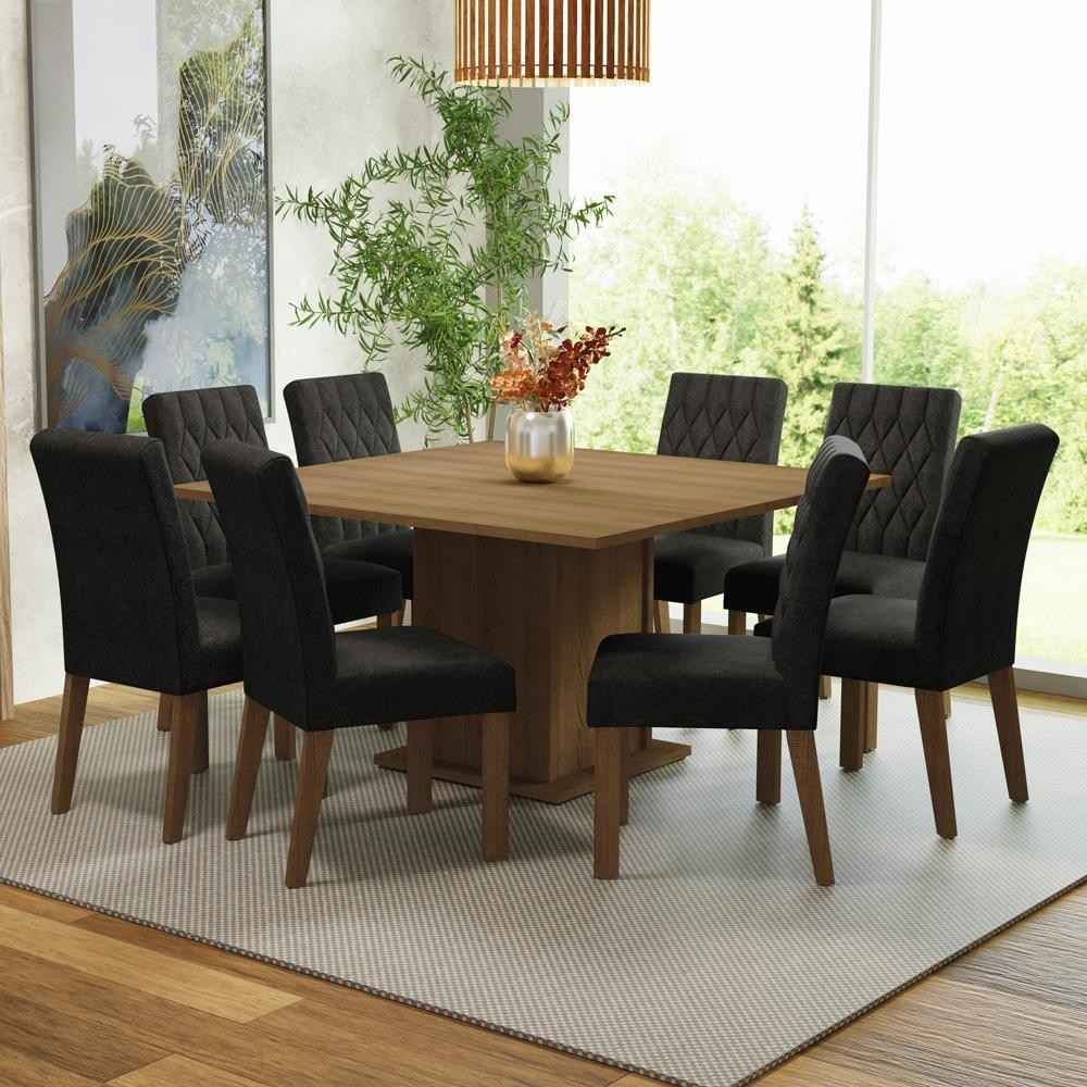 Sala de Jantar Completa: Mesa + 8 Cadeiras Leila Madesa