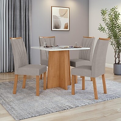 Sala de Jantar Completa: Mesa Celebrare + 4 Cadeiras Apogeu