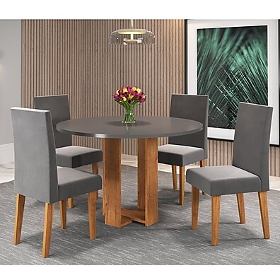 Sala de Jantar Completa: Mesa Chiara + 4 Cadeiras Vênus