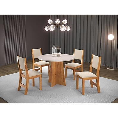 Sala de Jantar Completa: Mesa Chilli + 4 Cadeiras Sol