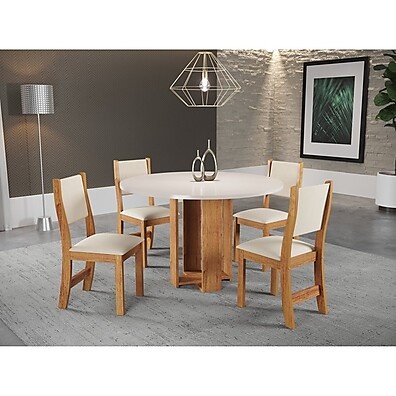 Sala de Jantar Completa: Mesa e 4 Cadeiras Jady e Sol