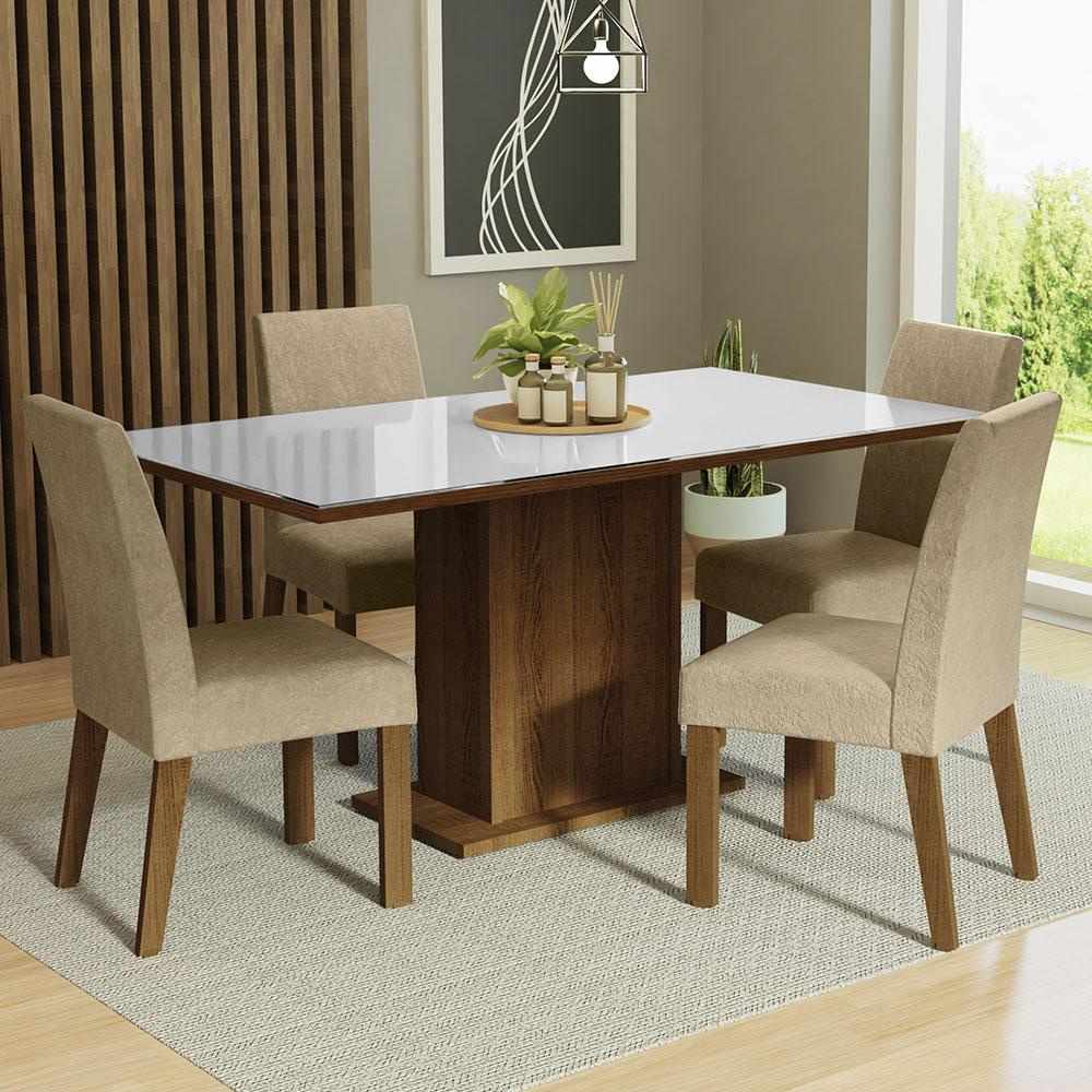 Sala de Jantar Completa: Mesa e 4 Cadeiras Madesa Avril