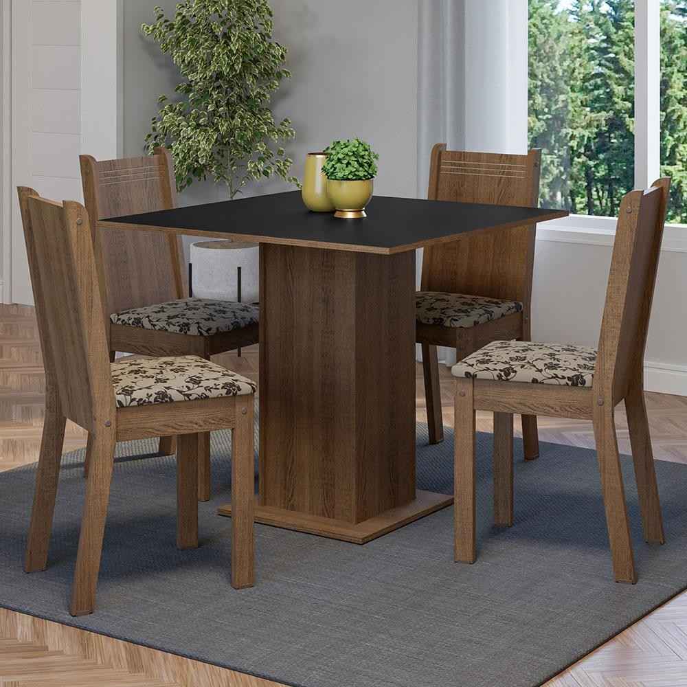 Sala de Jantar Completa: Mesa e 4 Cadeiras Samara Madesa