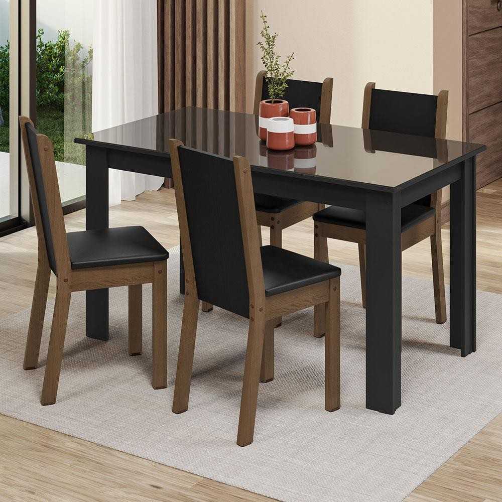Sala de Jantar Completa: Mesa e 4 Cadeiras Suzy Madesa