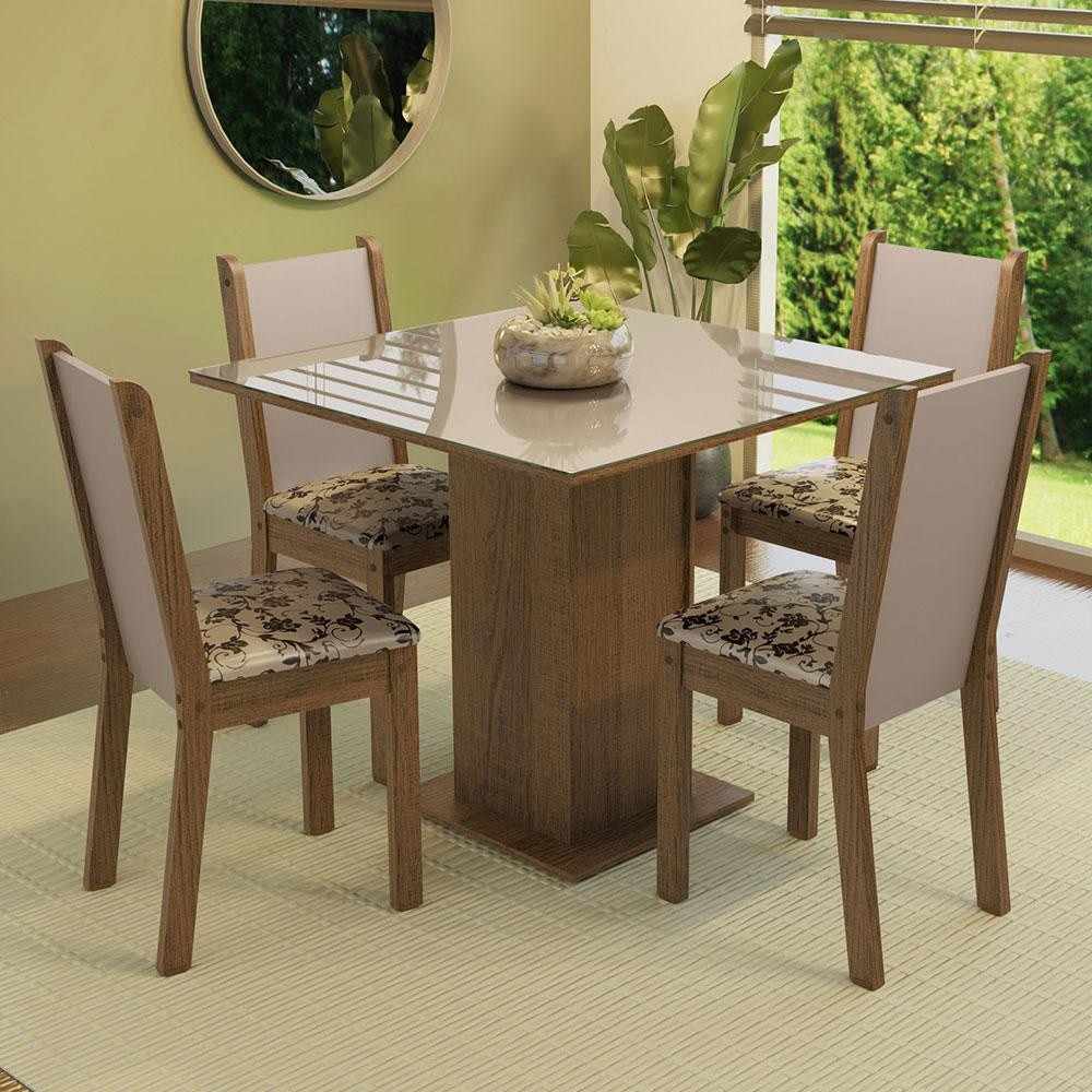 Sala de Jantar Completa: Mesa e 4 Cadeiras Tifani Madesa