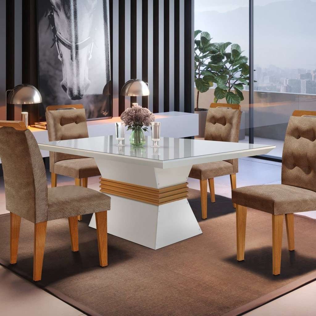 Sala de Jantar Completa: Mesa e 4 Cadeiras