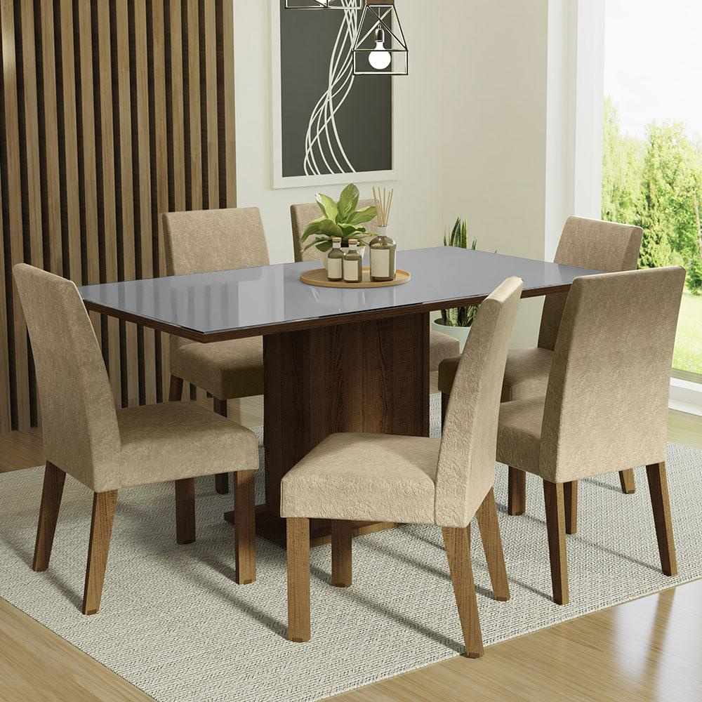 Sala de Jantar Completa: Mesa e 6 Cadeiras Alexis