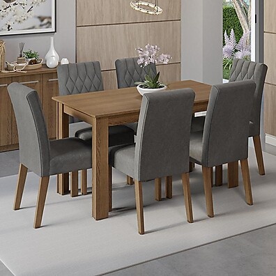 Sala de Jantar Completa: Mesa e 6 Cadeiras Allegro Madesa