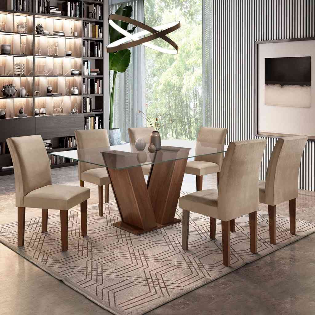 Sala de Jantar Completa: Mesa e 6 Cadeiras Classic