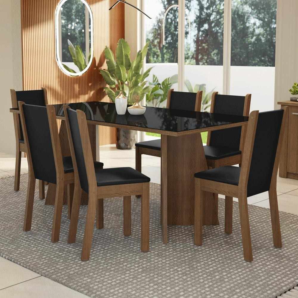 Sala de Jantar Completa: Mesa e 6 Cadeiras Madesa