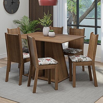 Sala de Jantar Completa: Mesa e 6 Cadeiras Rustic