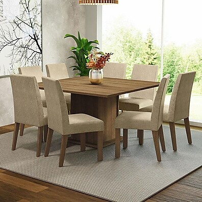 Sala de Jantar Completa: Mesa e 8 Cadeiras Doris Madesa