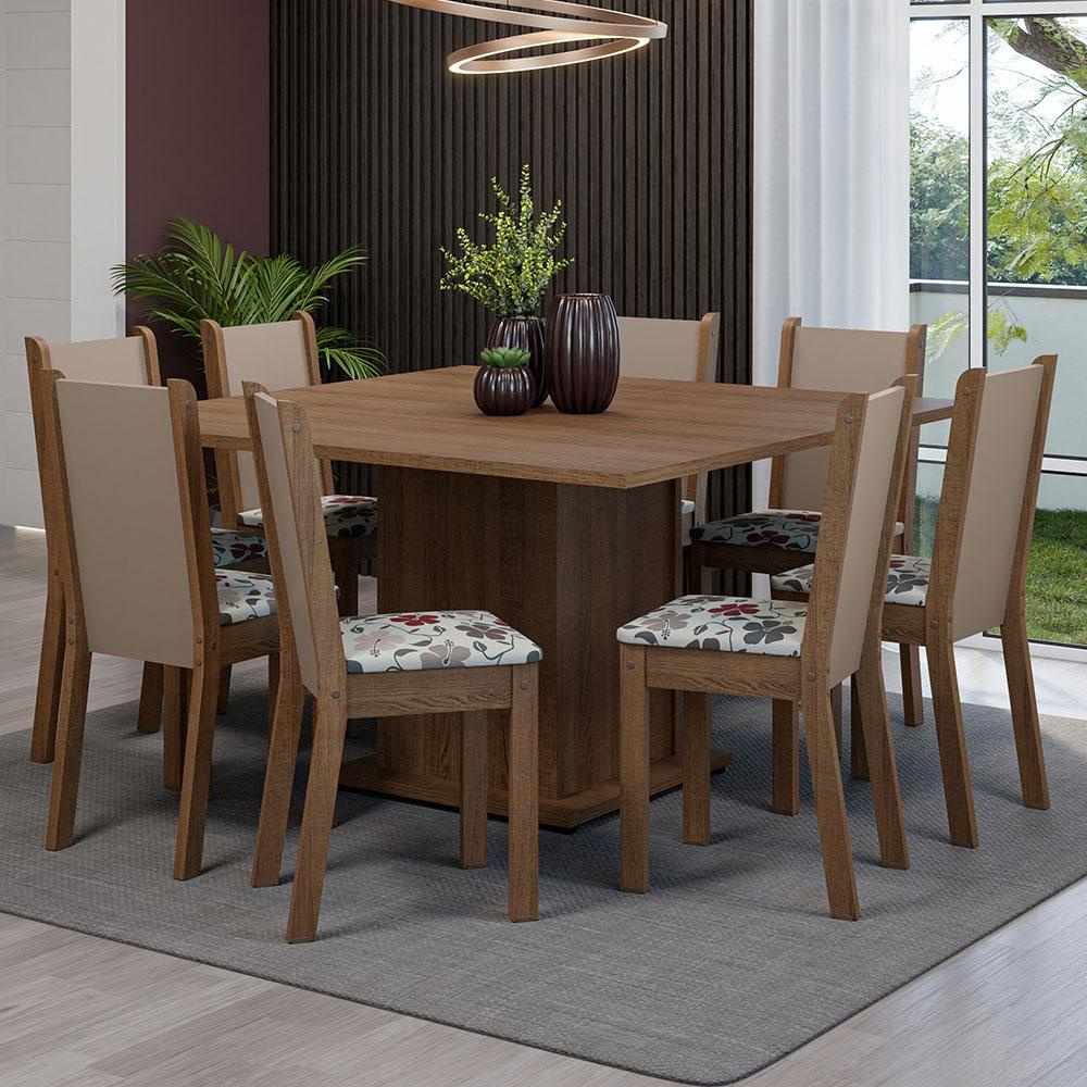 Sala de Jantar Completa: Mesa e 8 Cadeiras Marisa Madesa