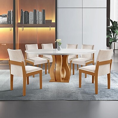 Sala de Jantar Completa: Mesa Nuance + 6 Cadeiras