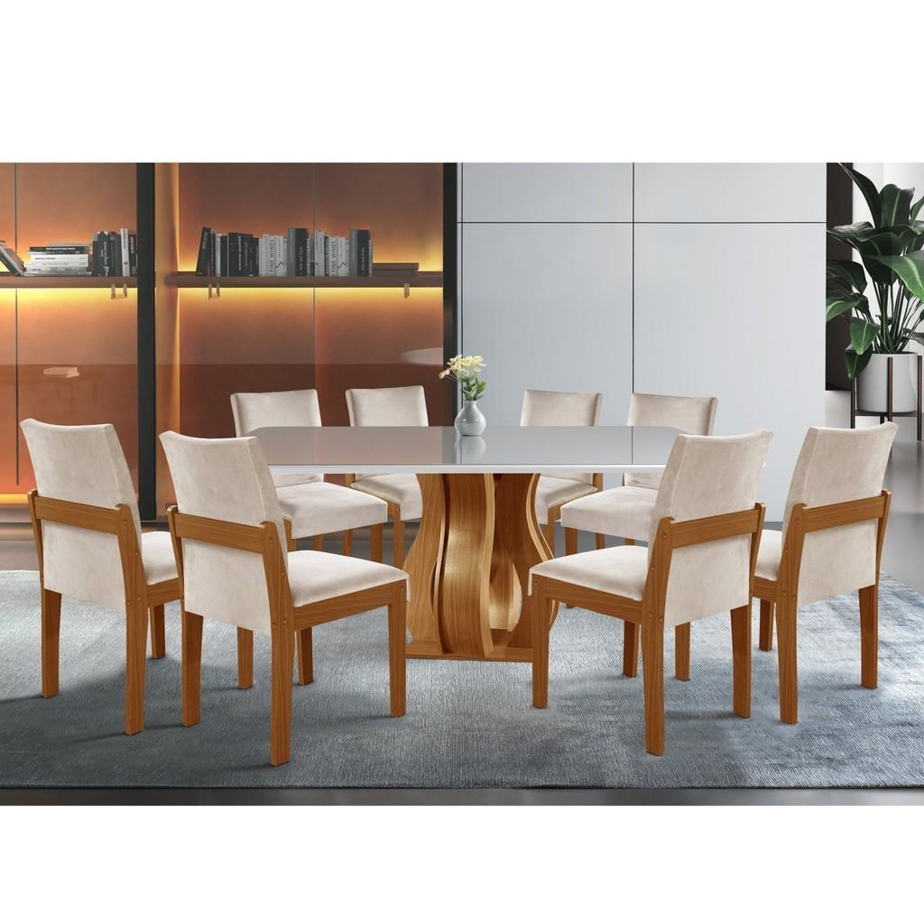 Sala de Jantar Completa: Mesa Nuance + 8 Cadeiras