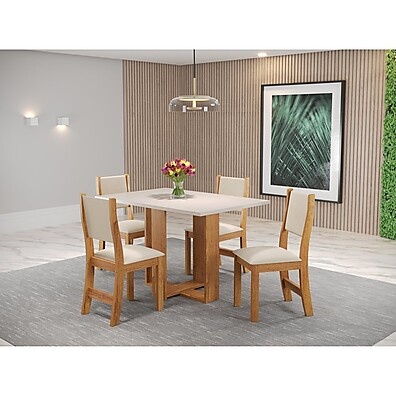 Sala de Jantar Completa: Mesa Romantic + 4 Cadeiras