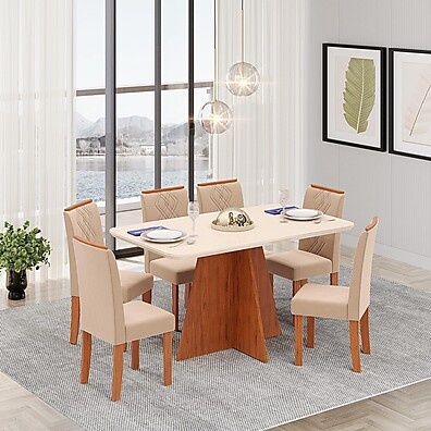 Sala de Jantar Completa: Siena Freijó + 6 Cadeiras Ayla