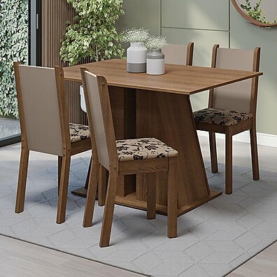 Sala de Jantar Completa Sophie: Mesa e 4 Cadeiras