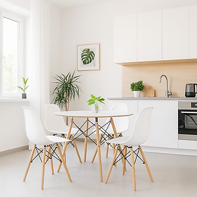 Sala de Jantar Eames: Mesa 70cm + 4 Cadeiras
