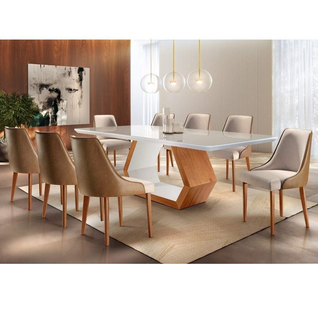Sala de Jantar Imbuia: Mesa + 8 Cadeiras
