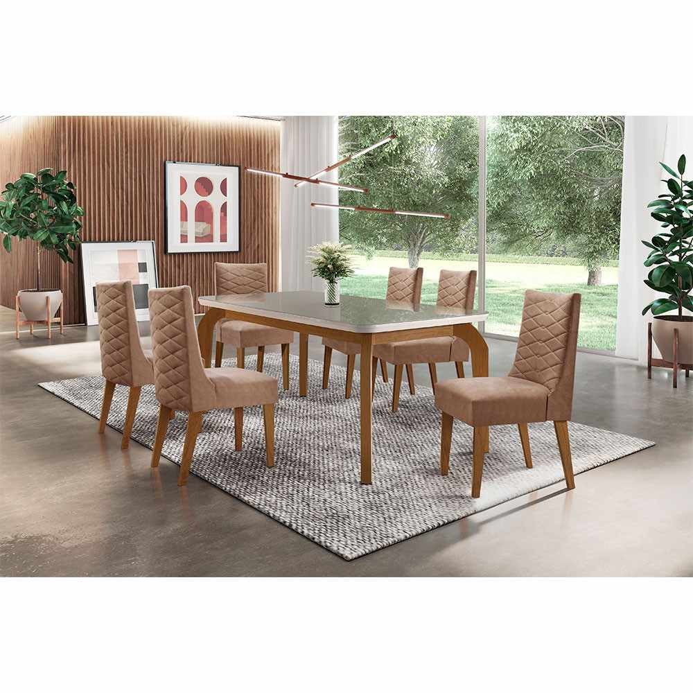 Sala de Jantar Liz: Elegância e Conforto para 6 Pessoas