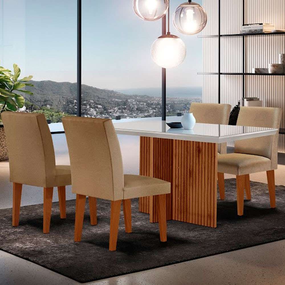 Sala de Jantar Olimpia: Mesa + 4 Cadeiras