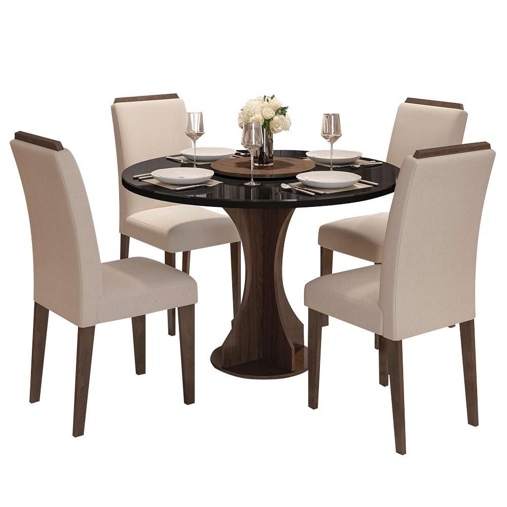 Sala de Jantar York: Elegância Imbuia para 4 Pessoas