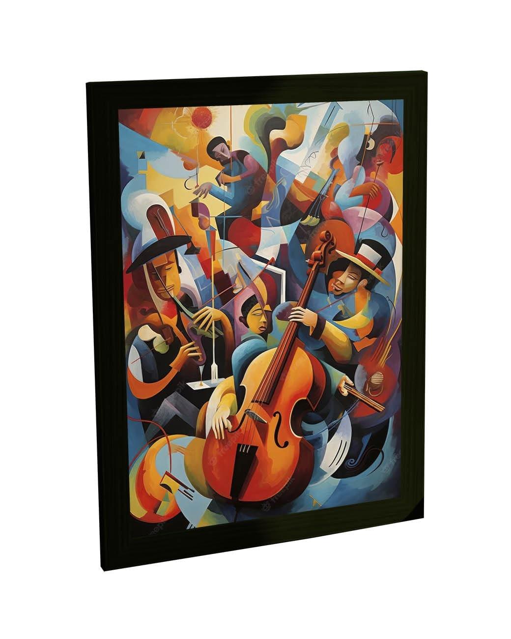 Quadro Decorativo Banda Jazz Rock - Ilustração Musical para Sala e Quarto